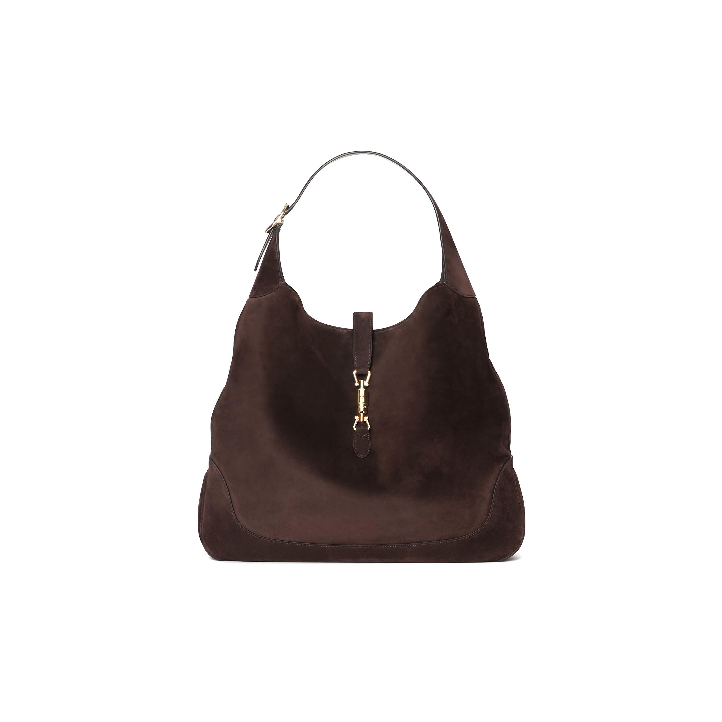 Gvc*1 jackie giorno shoulder bag variationdark brown suede ‎841542 (44*33*7cm)